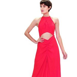 Cutout Midi Dress Front Asymmetrical
